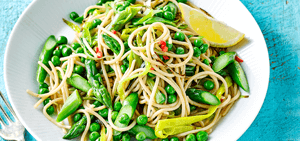 Asparagus & lemon spaghetti with peas