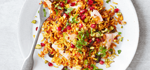 Harissa salmon pilaf