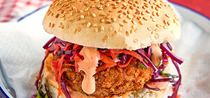 Smoked tofu vegan burger