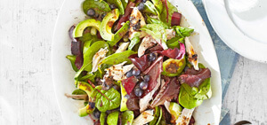 Chicken & avocado salad with blueberry balsamic dressing