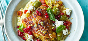 Chicken tagine with lemons, olives & pomegranate