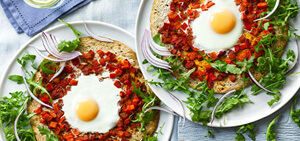 Egg & rocket pizzas