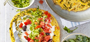 Herb pancake wraps with goat’s cheese