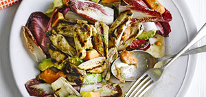 Jerk chicken salad with papaya