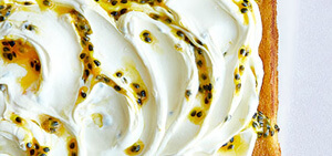 Orange & passion fruit traybake