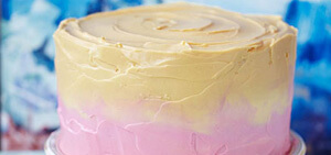 Raspberry caramel ombre cake