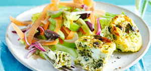 Feta frittatas with carrot & celery salad