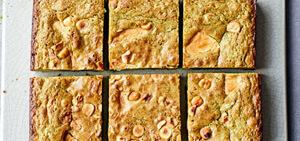 Matcha & white chocolate blondies