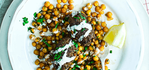 Spiced koftas with honey & chickpeas