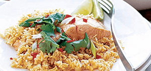 Thai coconut rice with salmon