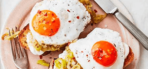 Chilli & garlic leeks with eggs on toast