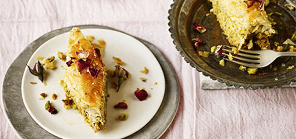 Pistachio, almond, lemon & rose baklava