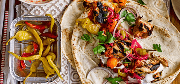 Turkish kebabs with tomato chilli sauce