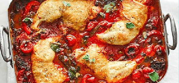 Baked chicken arrabbiata