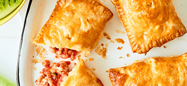 Cheesy sausage & bean pies