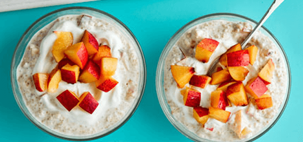 Quinoa, peach & ginger bircher