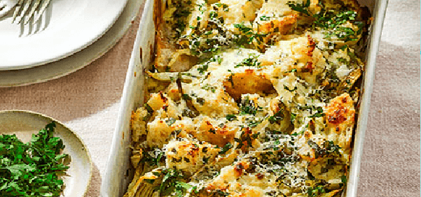 Roast fennel & bread gratin