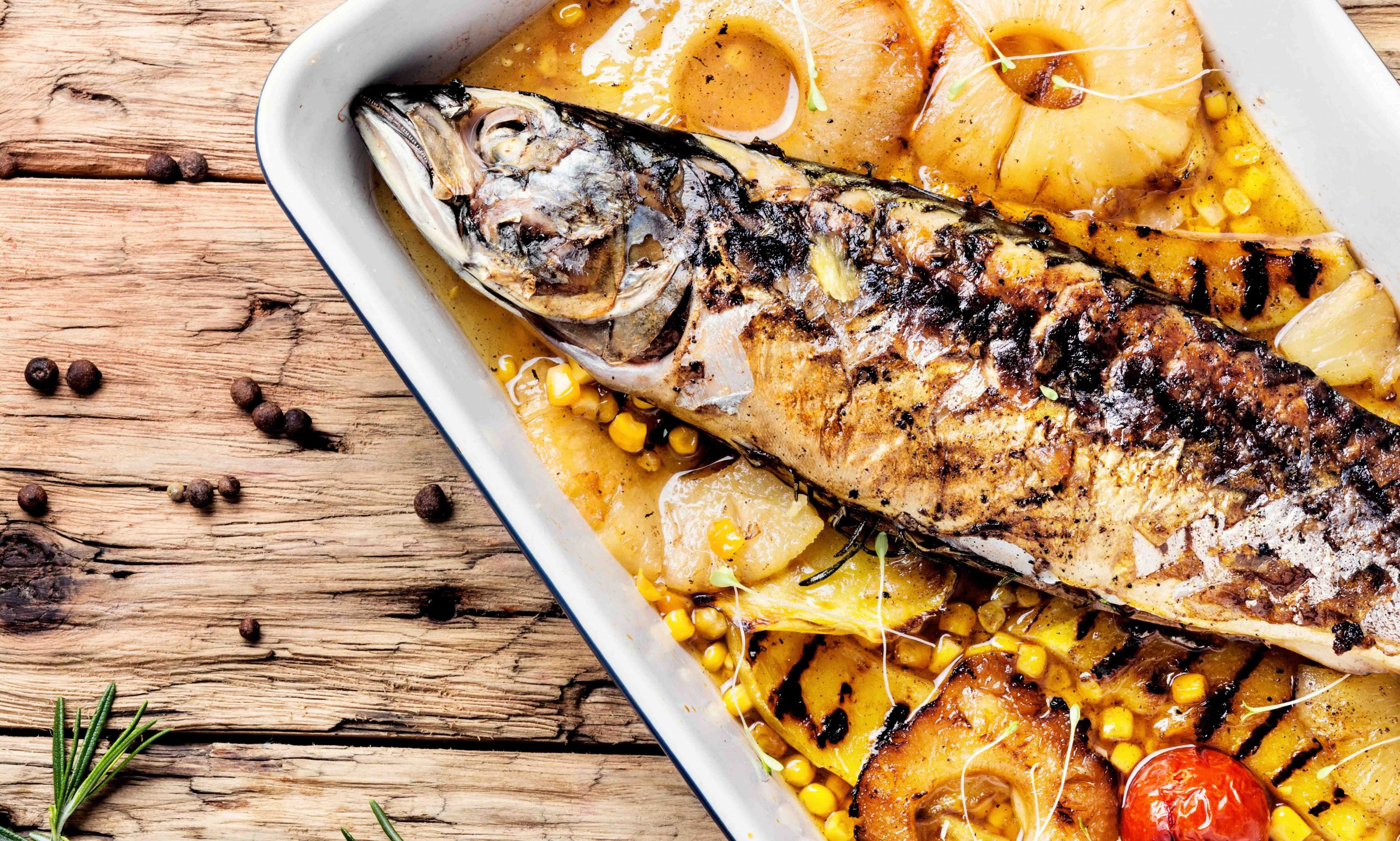 Jerk sea bass & pineapple salsa 