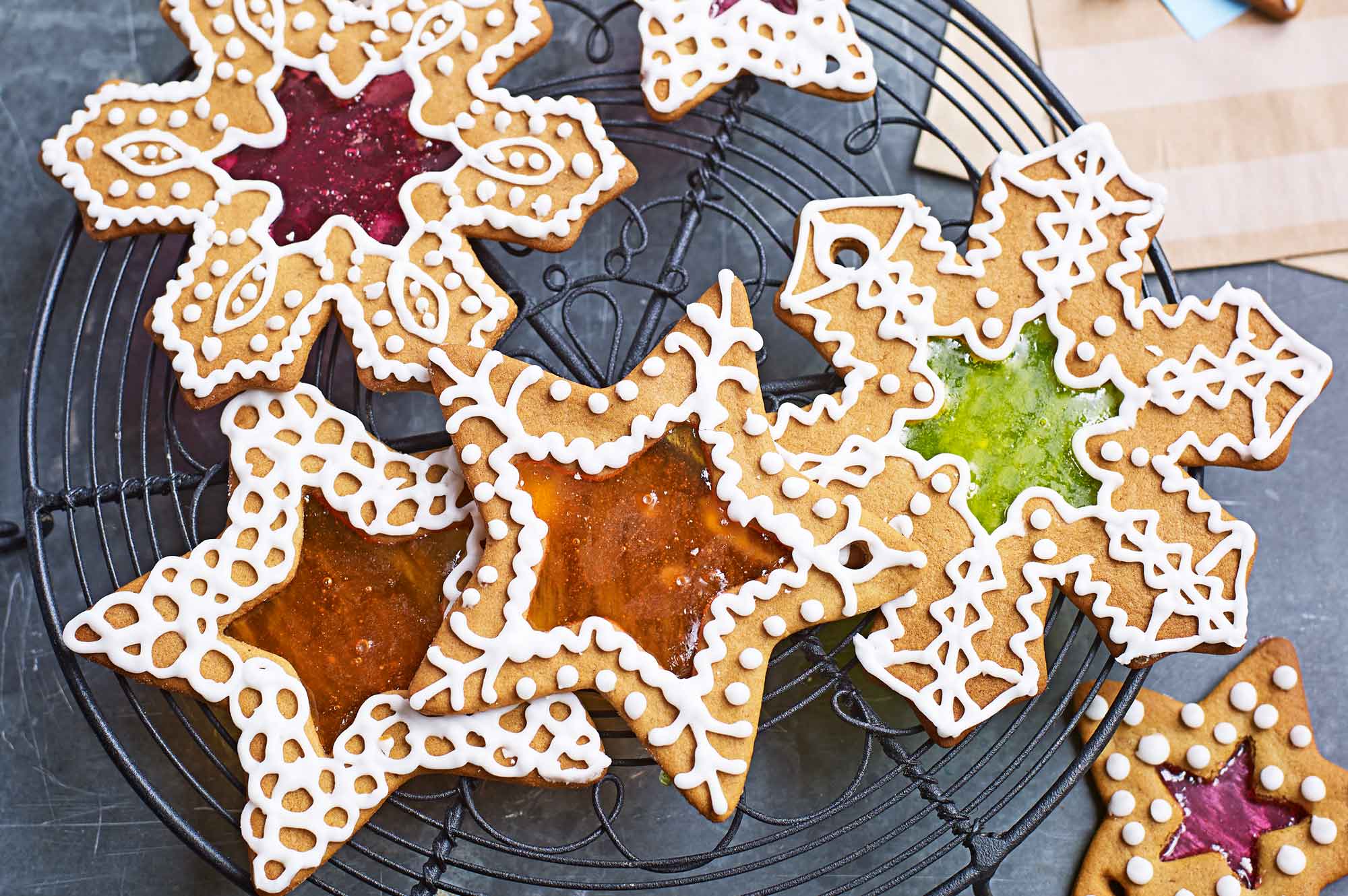 Gingerbread stained-glass biscuits