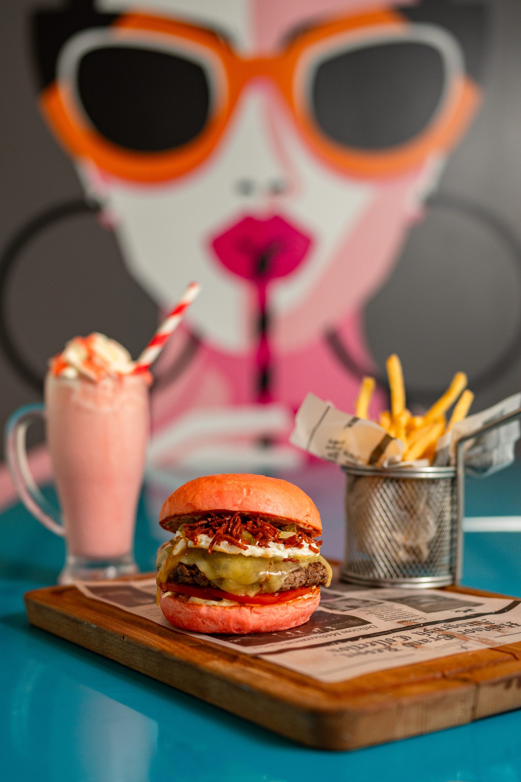 Pink Burger at Sauce Diner Pink Burger at Sauce Diner