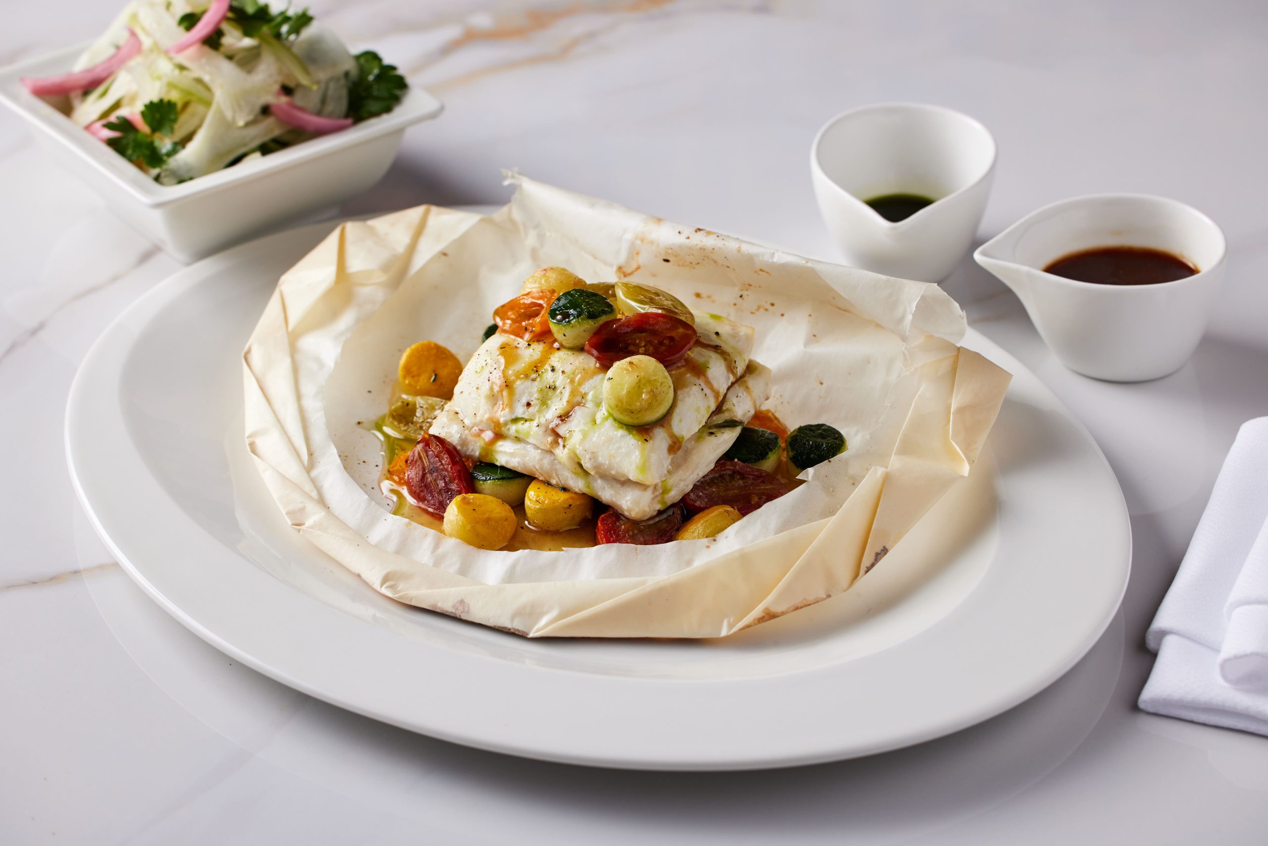Buillabaisse de Rodaballo Salvaje en Papillote