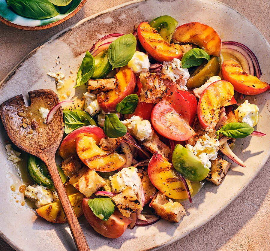 BBQ peach panzanella