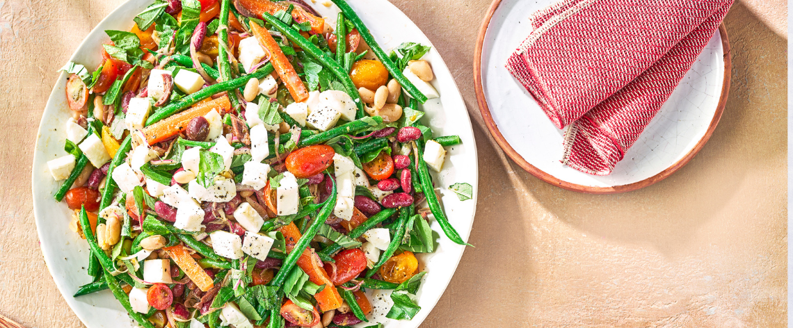 Three bean salad with mozzarella