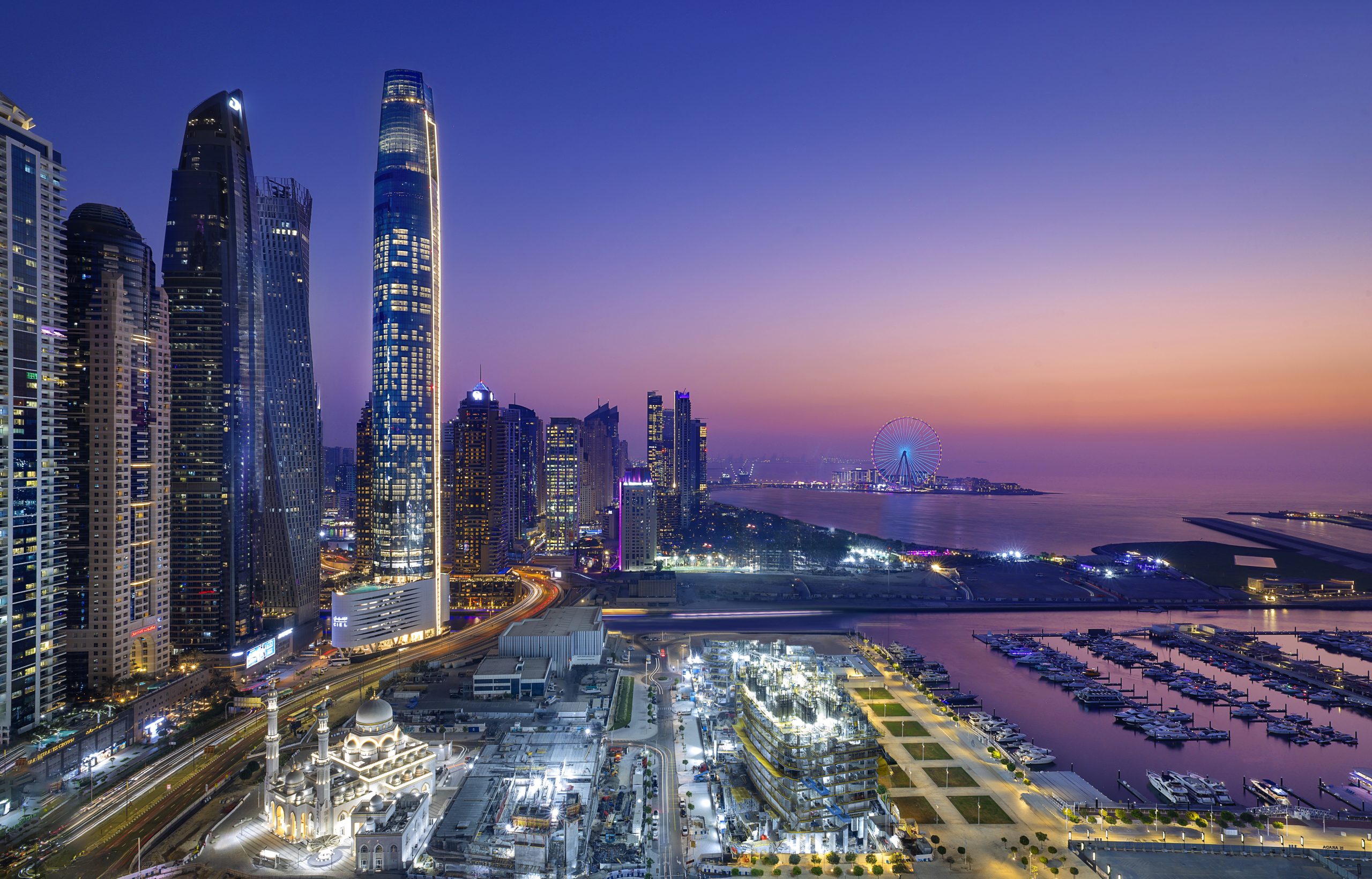 Exterior - Wide- Night - Ciel Dubai Marina