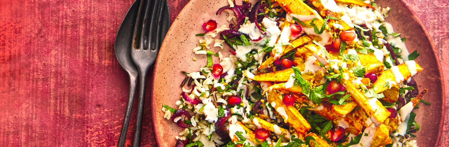 Sesame parsnip & wild rice tabbouleh